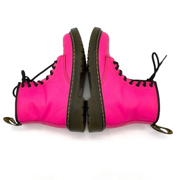 Dr. Martens Junior 1460J 8-Eye Combat Boot Hot Neon Pink Leather Girls Size 1 - Picture 12 of 16
